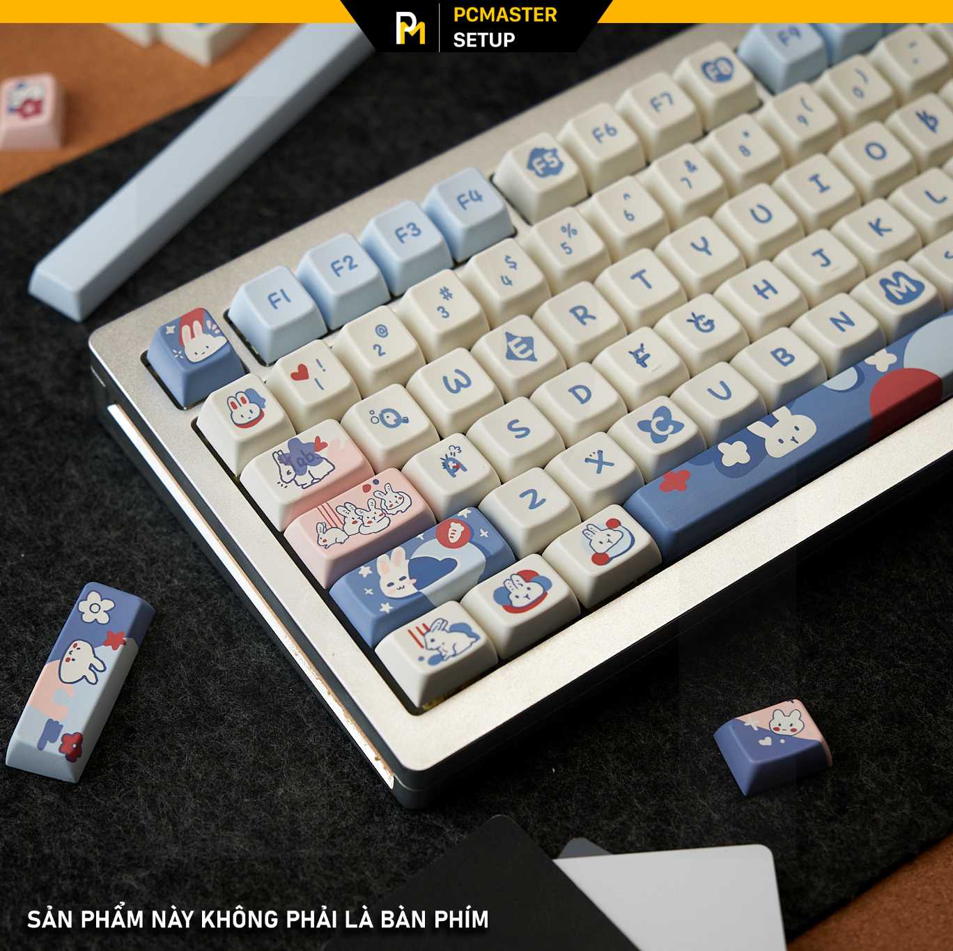 Keycap pbt Blue Rabbit ( PBT / MDA Profile / Dyesub / Hỗ trợ Layout Alice )