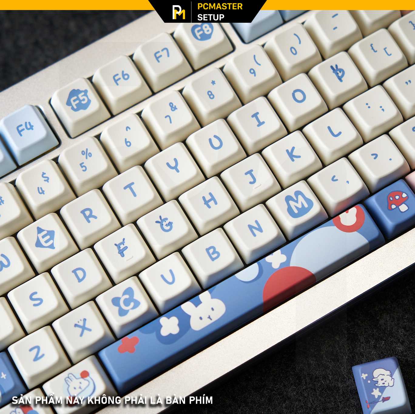 Keycap pbt Blue Rabbit ( PBT / MDA Profile / Dyesub / Hỗ trợ Layout Alice )
