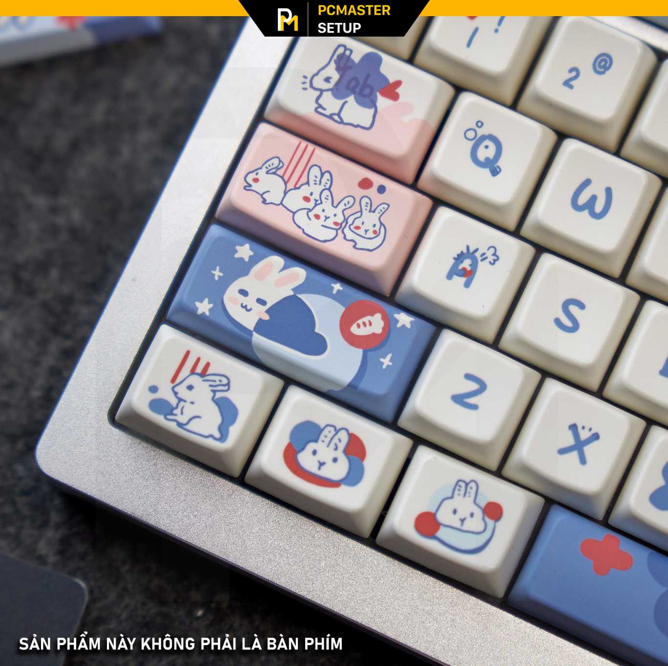 Keycap pbt Blue Rabbit ( PBT / MDA Profile / Dyesub / Hỗ trợ Layout Alice )