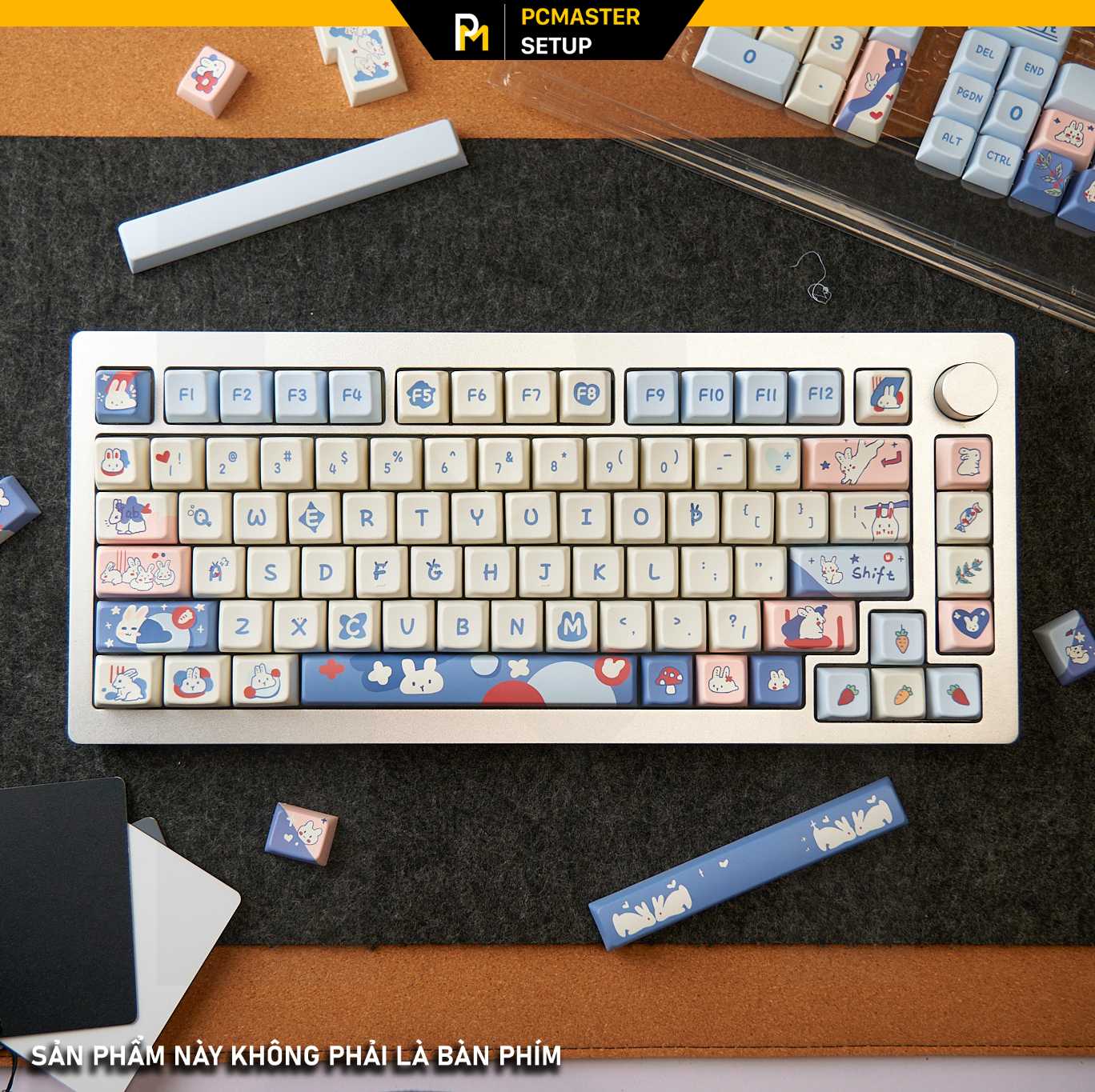 Keycap pbt Blue Rabbit ( PBT / MDA Profile / Dyesub / Hỗ trợ Layout Alice )