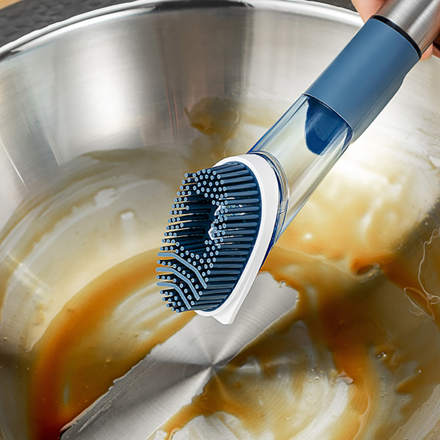 Dish Cleaning Brush, Soap Dispensing Dish Brush Set With 4