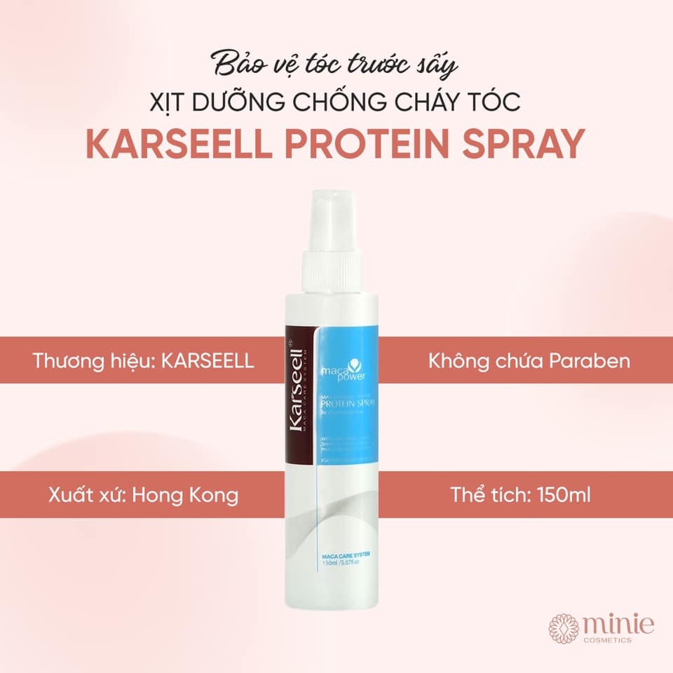 Tinh chất xịt dưỡng phục hồi bảo vệ tóc Karseel Protein Spray 150ml