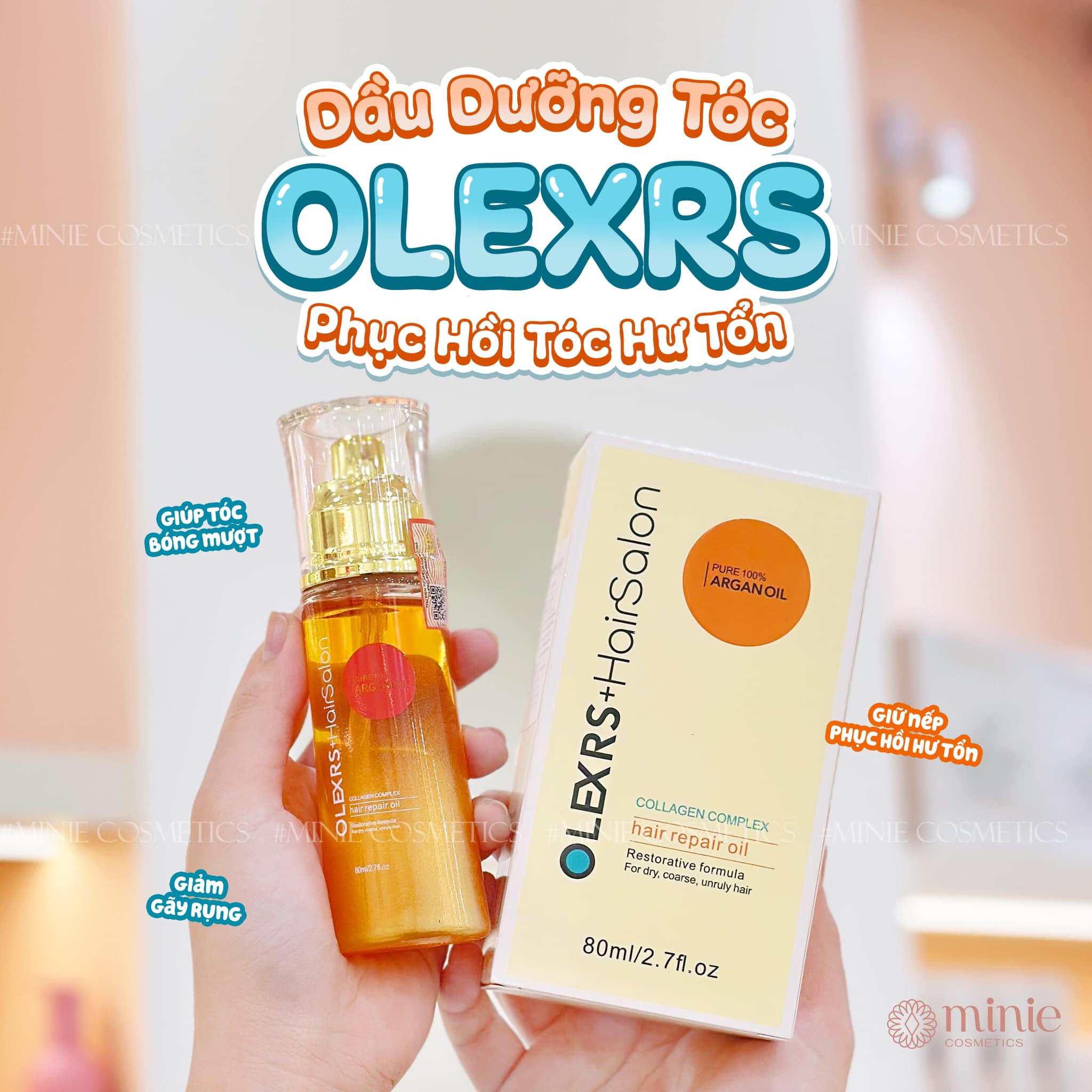 Tinh Dầu Phục Hồi Tóc Hư Tổn Argan Olexrs + Hair Salon