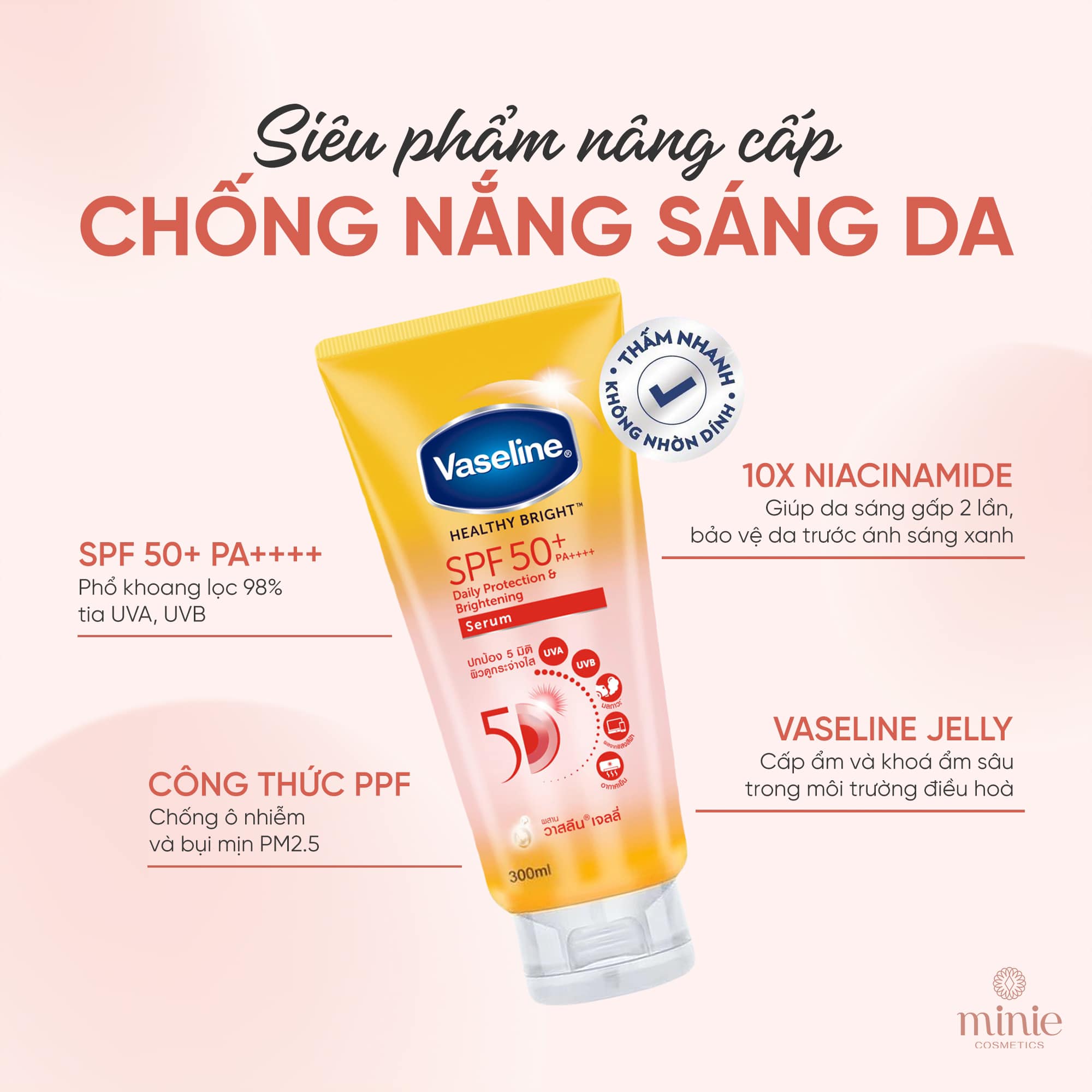 Sữa dưỡng thể chống nắng Vaseline Gluta-Hya Serum Burst UV Lotion