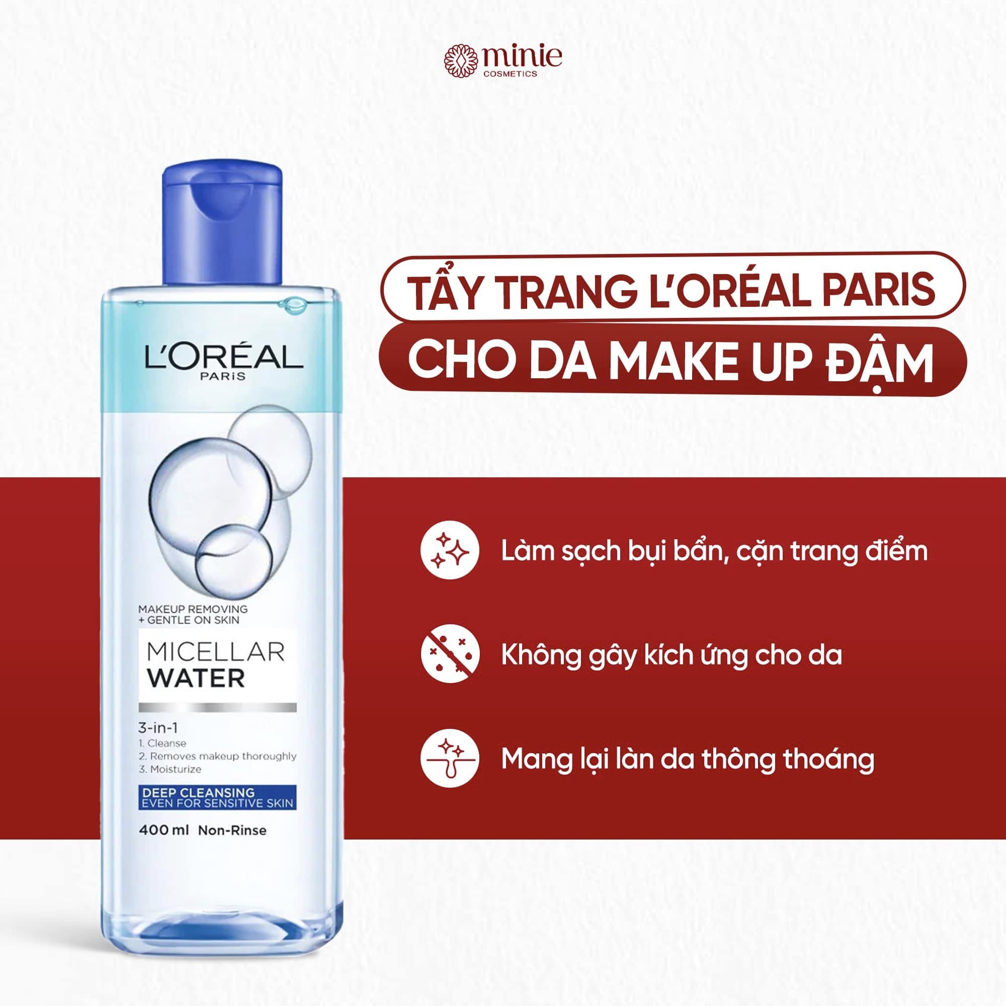 Nước Tẩy Trang Dành Cho Da Dầu Mụn L'ORÉAL Paris Revitalift Crystal Purifying Micellar Water For Oily Skin 400ml