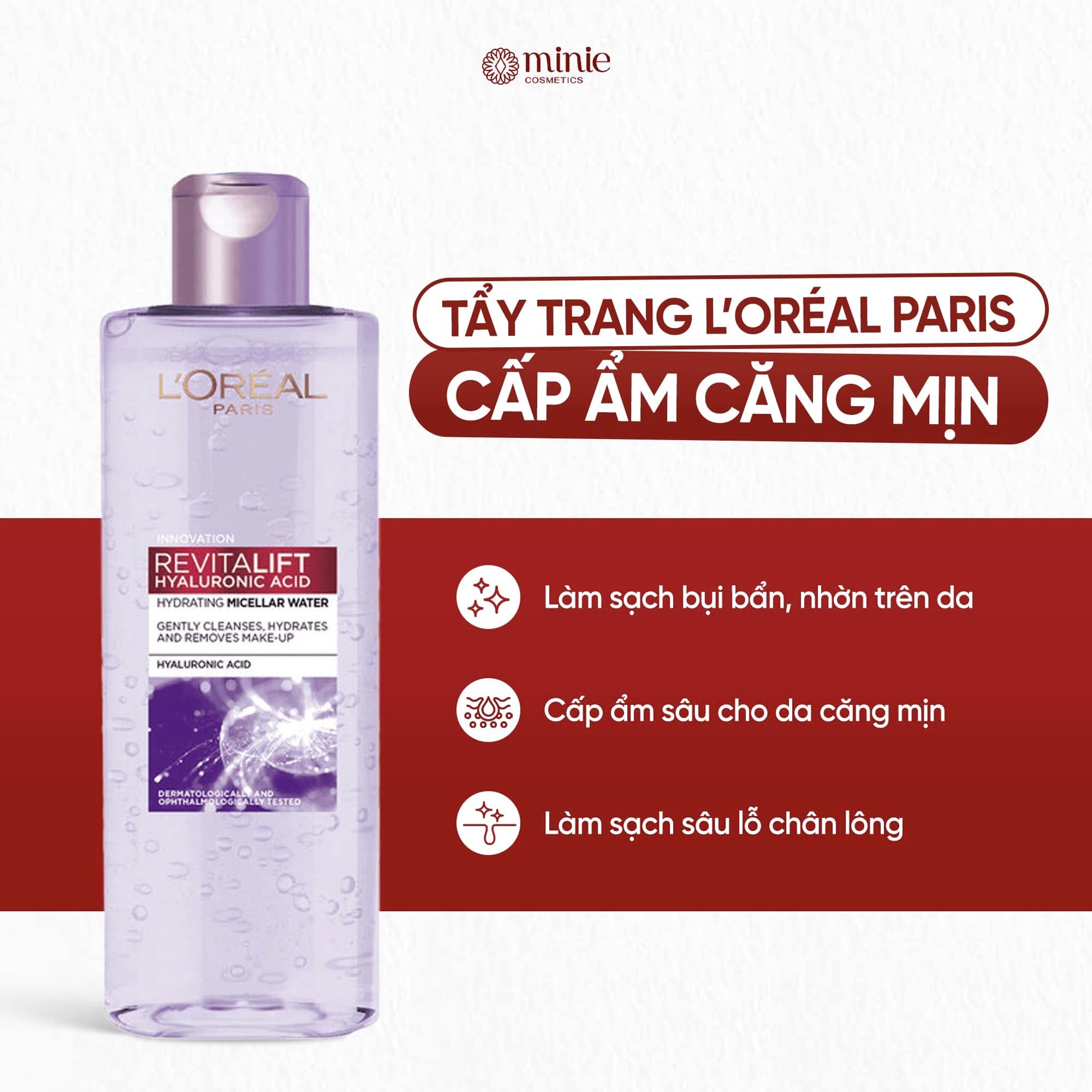 Nước Tẩy Trang Dành Cho Da Thường, Da Khô, Da Nhạy Cảm Và Da Make Up Đậm L'ORÉAL PARIS Micellar Water 3IN1 Refreshing Even For Sensitive Skin 250ml