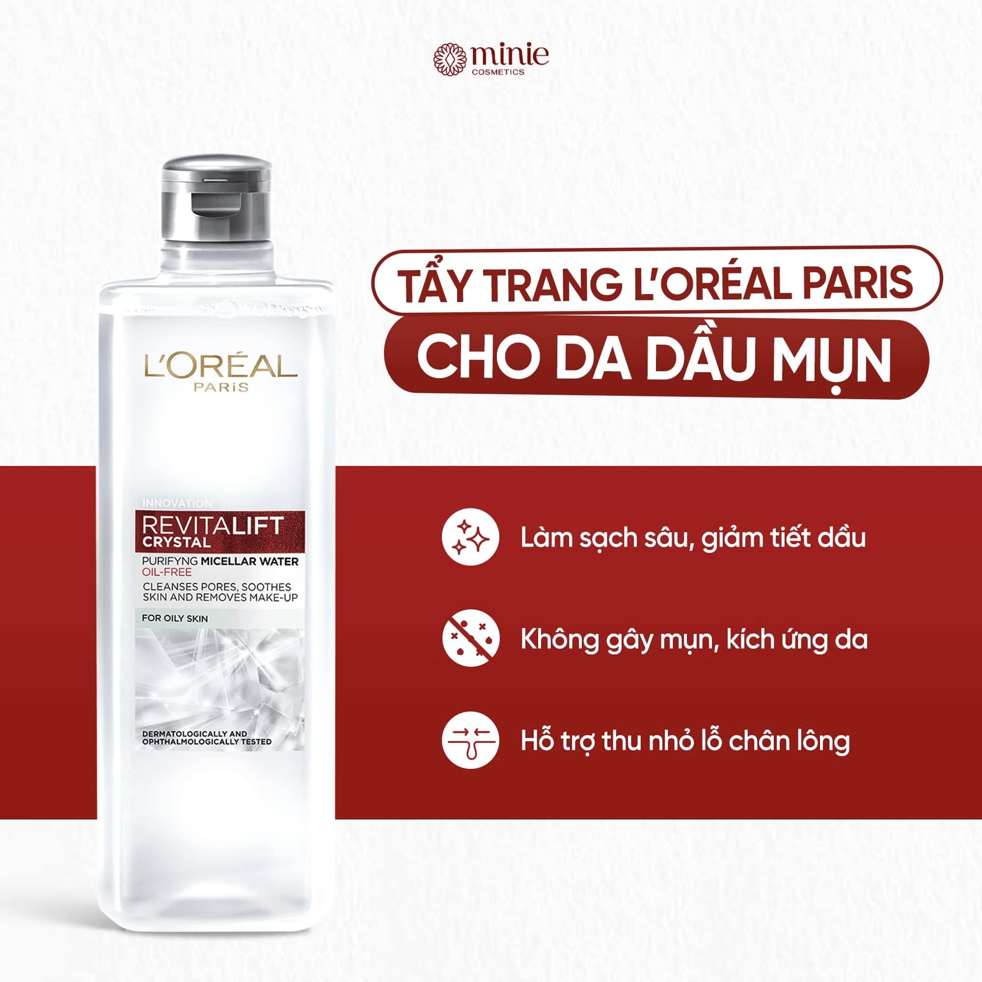 Nước Tẩy Trang Làm Sạch Và Siêu Cấp Ẩm L'oreal Revitalift Hyaluronic Acid Hydrating Micellar Water