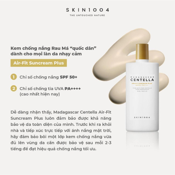 Kem Chống Nắng Phổ Rộng Dưỡng Ẩm SKIN1004 Madagascar Centella Hyalu-Cica Water-Fit Sun Serum SPF50+ PA++++ 50ml