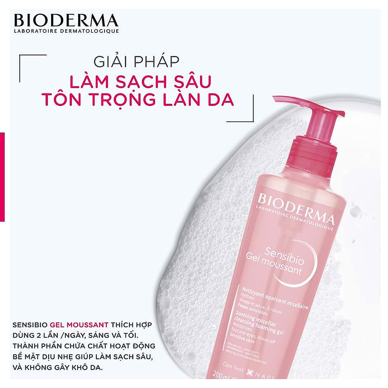 Gel Rửa Mặt Ngăn Ngừa Mụn Cho Da Hỗn Hợp Bioderma Sebium Gel Moussant