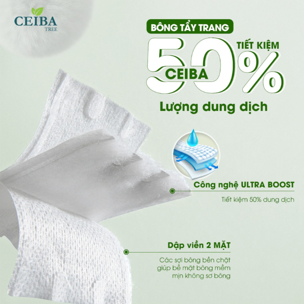 Bông tẩy trang 100% Cotton Ceiba Tree 234 miếng