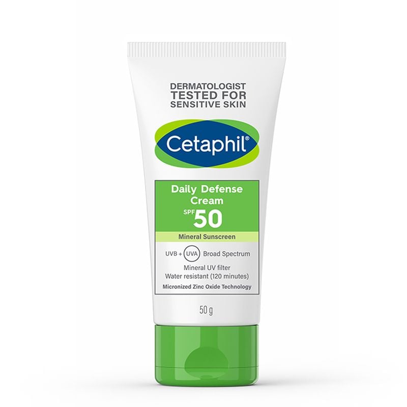 Kem chống nắng dưỡng ẩm nâng tone 2in1 cho da dầu nhạy cảm Cetaphil Daily Defense SPF50/PA++++ 50g