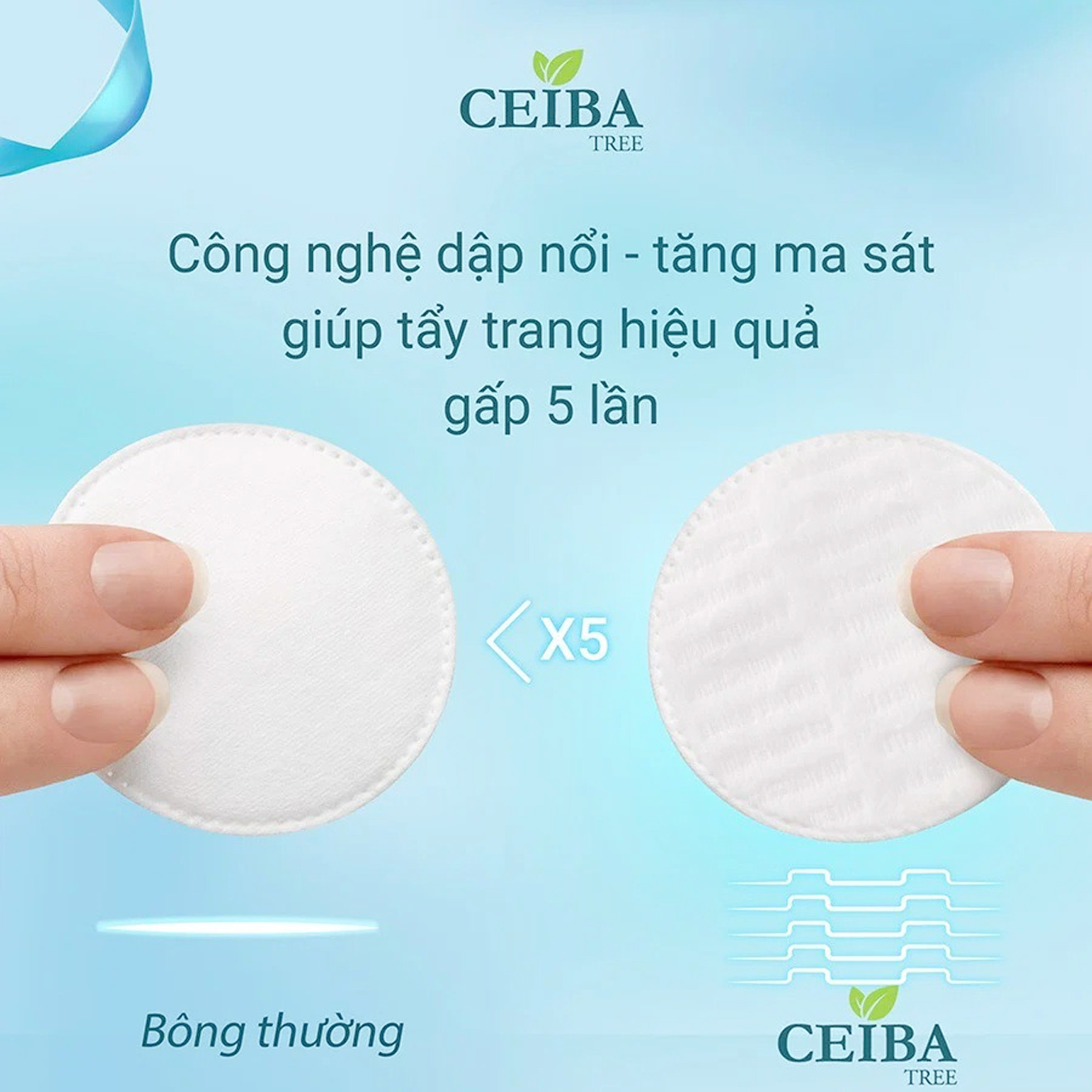 Bông tẩy trang 100% Cotton Ceiba Tree 234 miếng