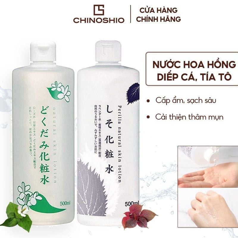 Nước Dưỡng Da Chinoshio Dokudami Chiết Xuất Lá Tía Tô Perilla Natural Skin Lotion 500ml