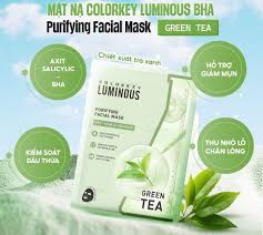 Mặt nạ hỗ trợ giảm mụn trà xanh Colorkey Luminous Purifying Facial Tea Tree Mask 25ml