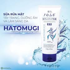Sữa Rửa Mặt Tẩy Trang Hatomugi Dưỡng Sáng Da Reihaku Hatomugi W Cleansing Foam 130g