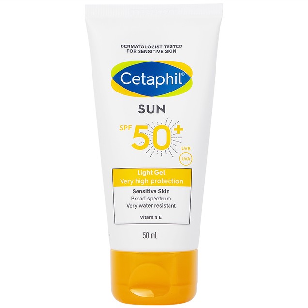 Kem chống nắng vật lý dưỡng ẩm nâng tone 2in1 cho da khô nhạy cảm Cetaphil Light Gel SPF50+