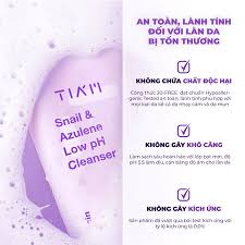 Sữa rửa mặt làm sạch dịu nhẹ cho mọi loại da TIA'M Snail & Azulene Low PH Cleanser