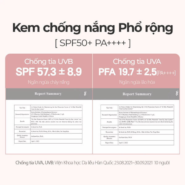 Kem chống nắng nâng tông hiệu chỉnh sắc da d'Alba Waterfull Tone-Up Purple Correcting Sun Cream SPF50+ PA++++ 50ml