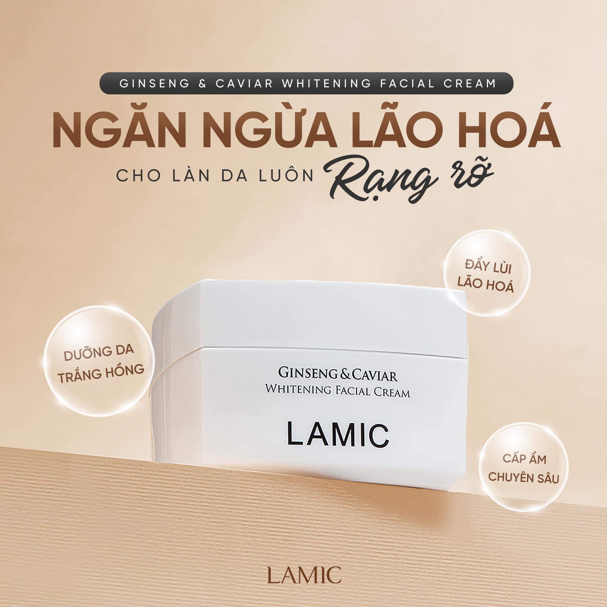Kem dưỡng nhân sâm & trứng cá tầm LAMIC (50ml) – Dưỡng sáng & làm chậm lão hoá da - MINIE - Chọn đúng. Đẹp bền.