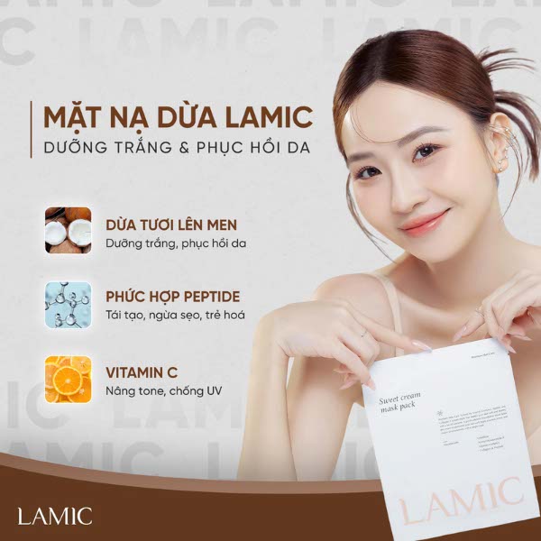 .Mặt nạ dừa tươi lên men Hàn Quốc dưỡng da, cấp ẩm và phục hồi da LAMIC