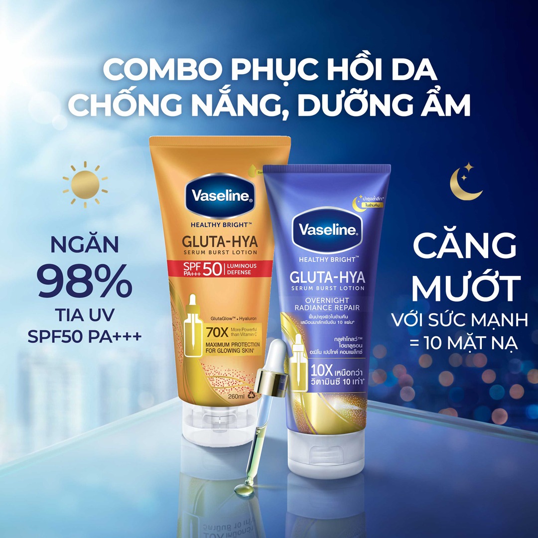 Sữa dưỡng thể chống nắng Vaseline Gluta-Hya Serum Burst UV Lotion