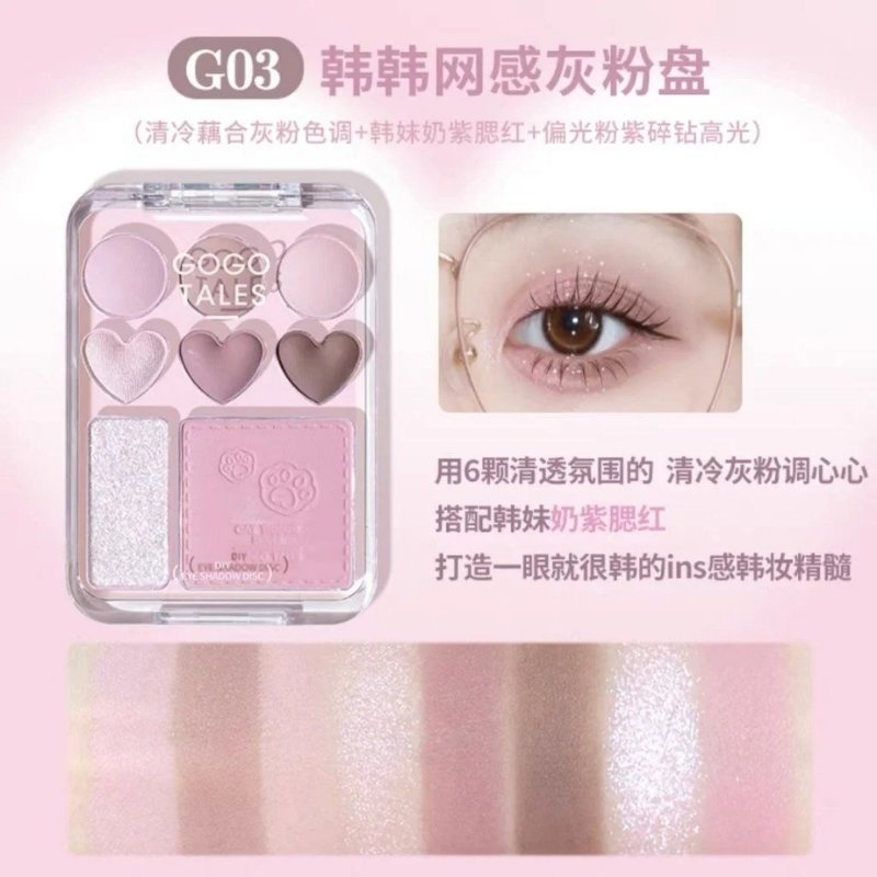 Bảng Phấn Mắt Và Má 8 Ô Gogo Tales Stick Sweet Heart Powder Blusher Eyeshadow Palette G01 9.5g