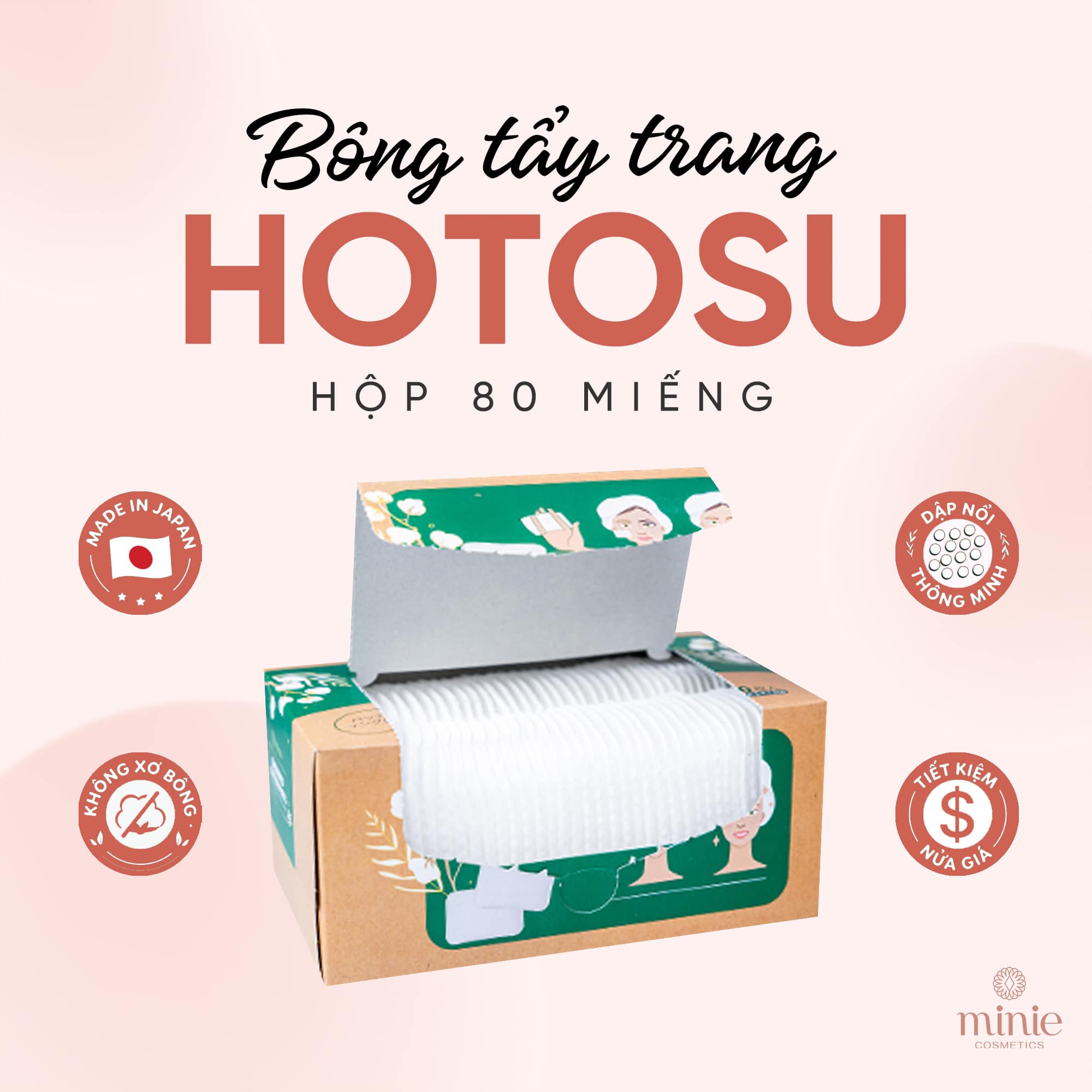 Bông Tẩy Trang Hotosu Cao Cấp 150 Miếng Premium Cotton Pads