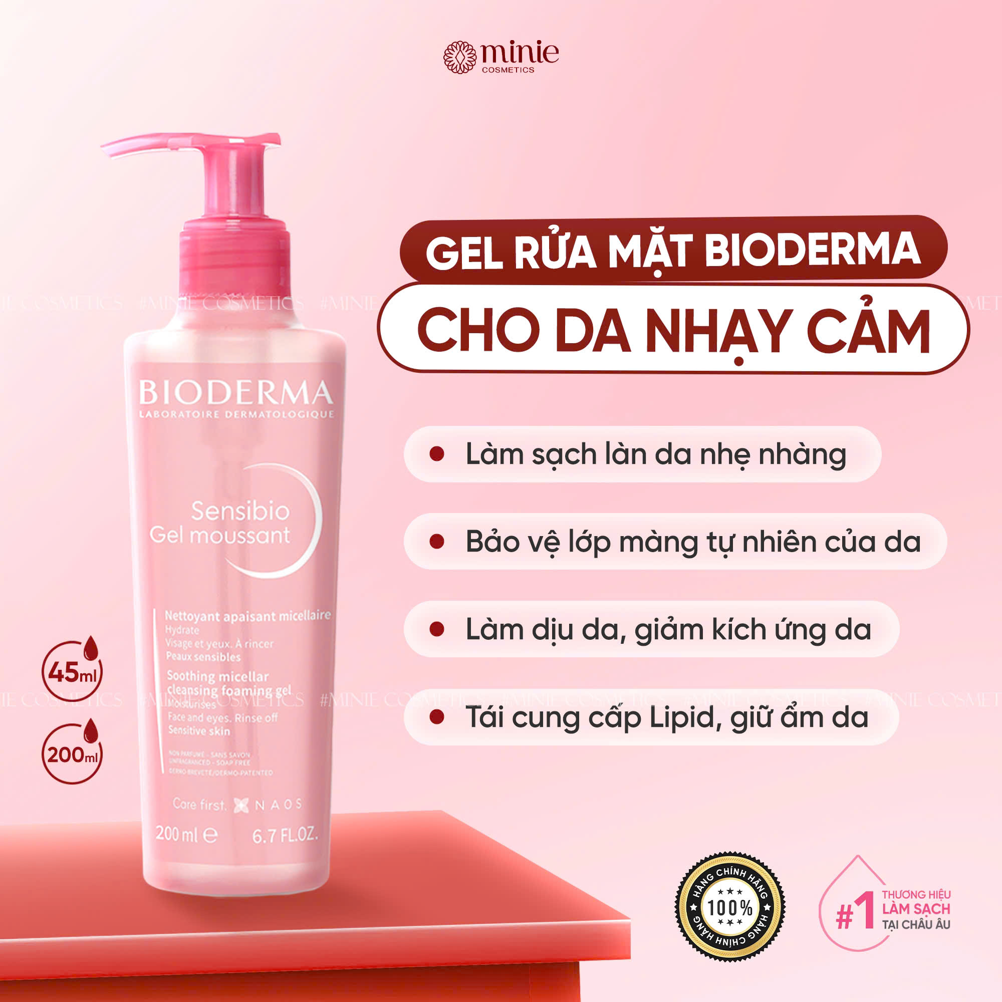 Gel Rửa Mặt Ngăn Ngừa Mụn Cho Da Hỗn Hợp Bioderma Sebium Gel Moussant