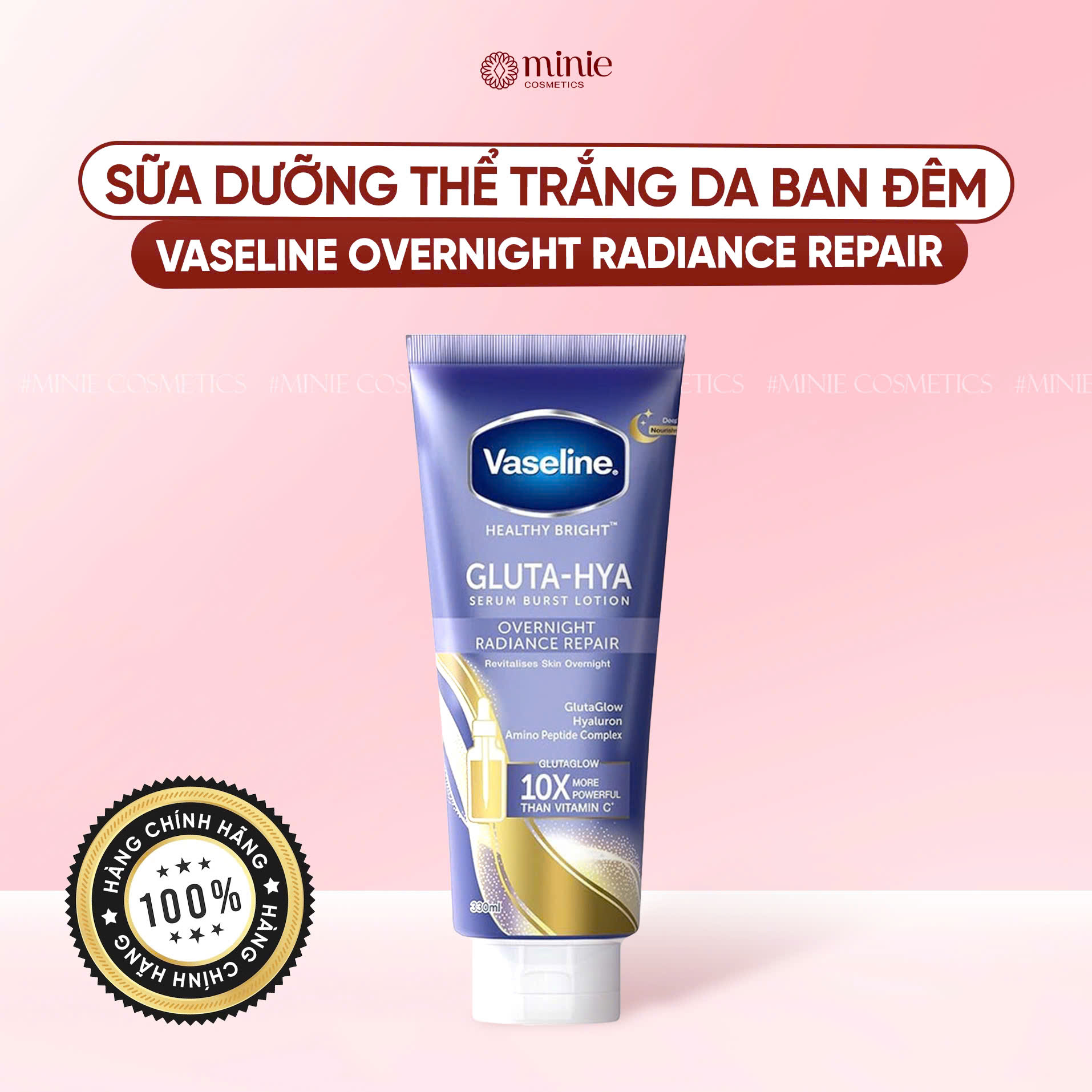 Serum Dưỡng Thể Vaseline Chống Nắng Sáng Da Healthy Bright Daily Protection & Brightening Serum SPF 50+ PA++++ 300ml