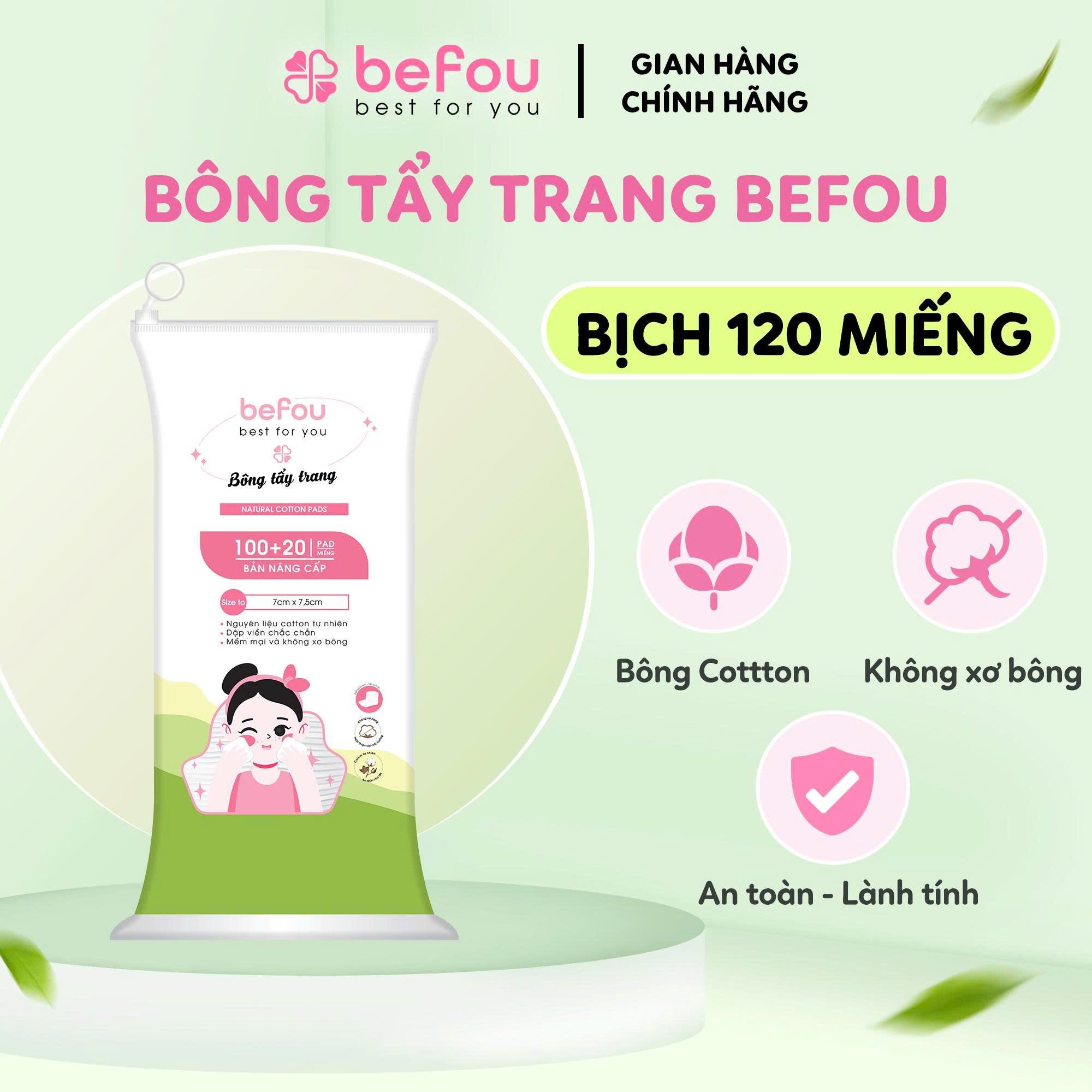 Bông tẩy trang 100% cotton Befou 150 miếng
