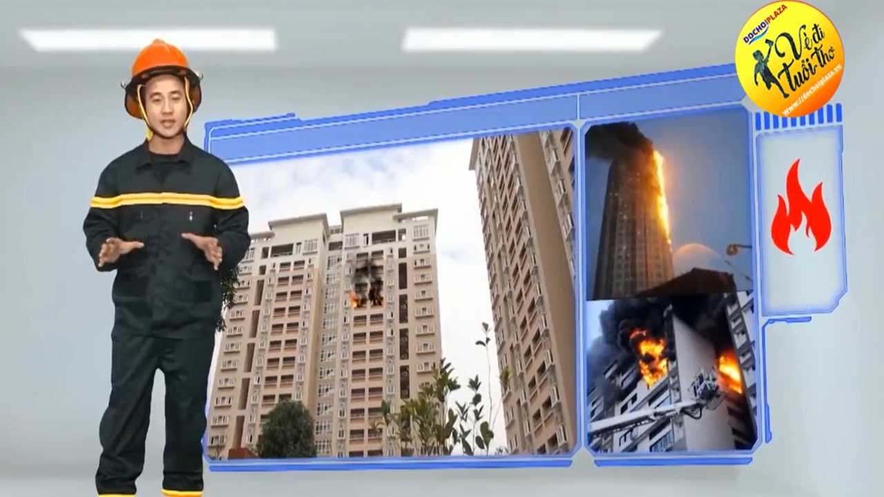 Cảnh sát phòng cháy chữa cháy hướng dẫn thoát hiểm,thoát nạn khi hỏa hoạn trên nhà cao tằng 2023