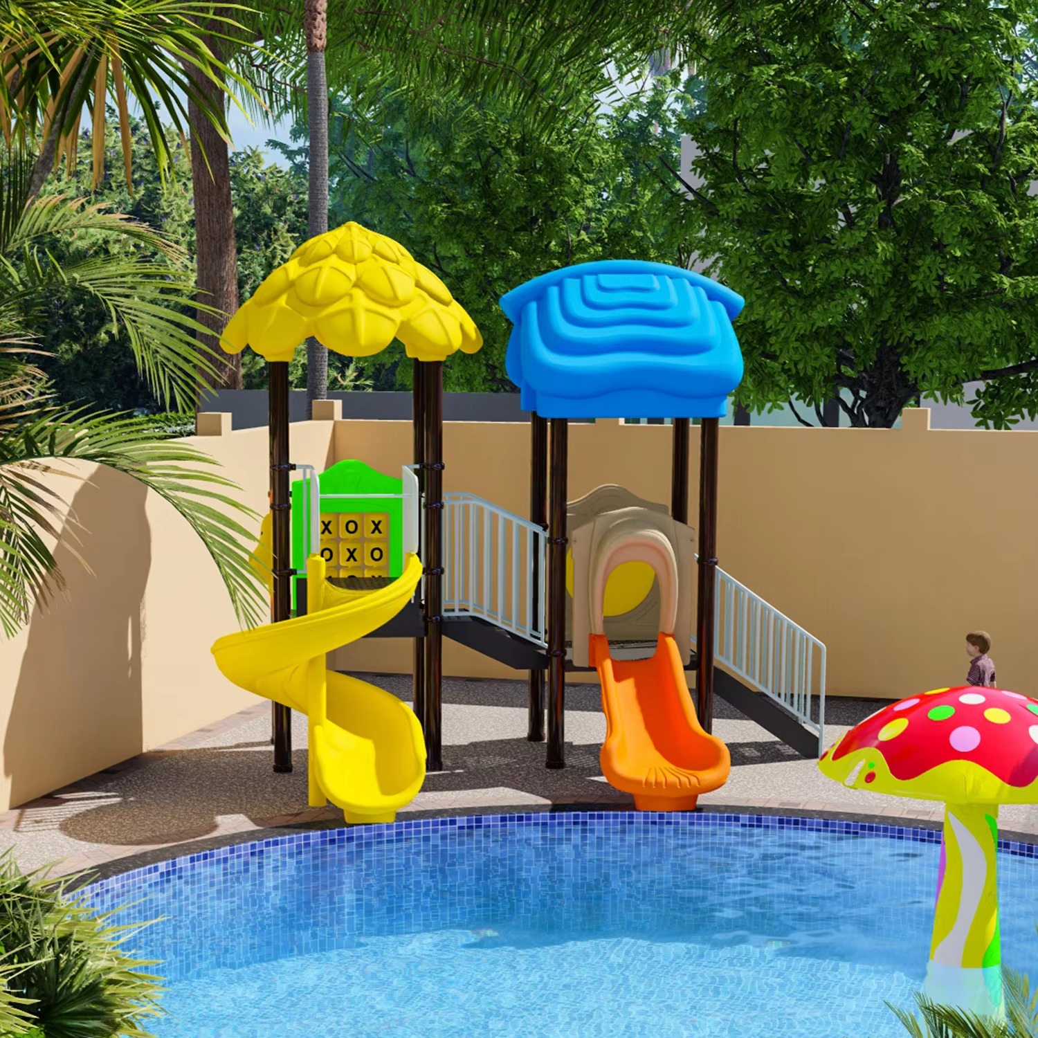 Lợi ích và lưu ý khi đầu tư liên hoàn cầu trượt cho trẻ em cho hồ bơi/bể bơi từ Đồ Chơi Kinh Bắc