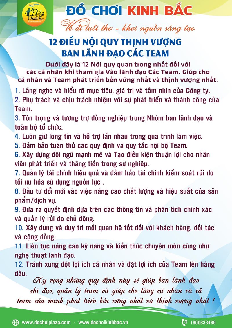 12 Nội quy quan trọng nhất đối với các cá nhân khi tham gia Vào lãnh đạo Các Team