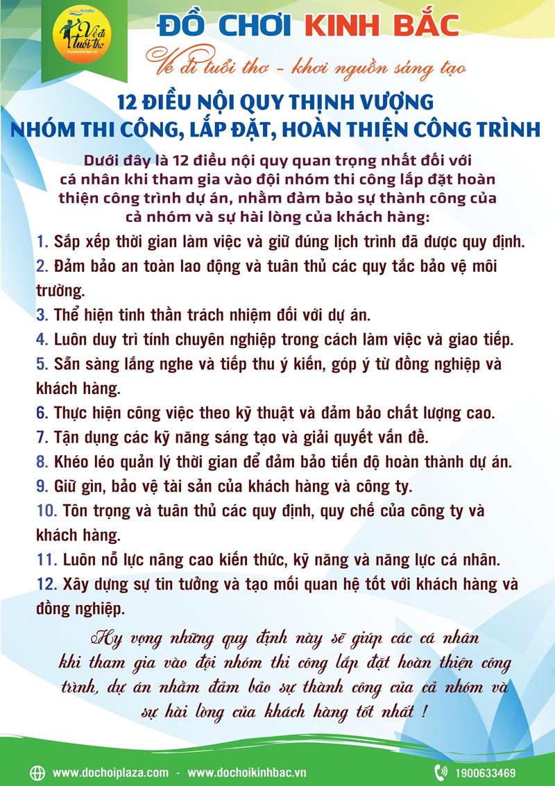 12 điều nội quy quan trọng nhất thi công lắp đặt hoàn thiện công trình dự án