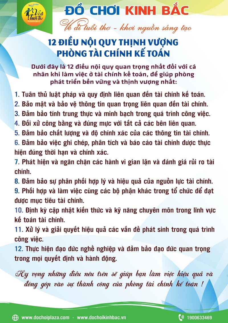 12 điều nội quy quan trọng nhất đối với cá nhân khi làm việc ở tài chính kế toán