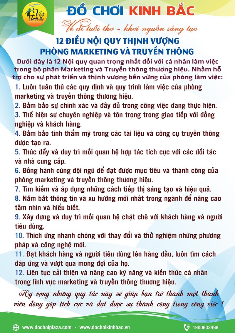 12 Nội quy quan trọng nhất đối với cá nhân làm việc trong bộ phận Marketing và Truyền thông thương hiệu