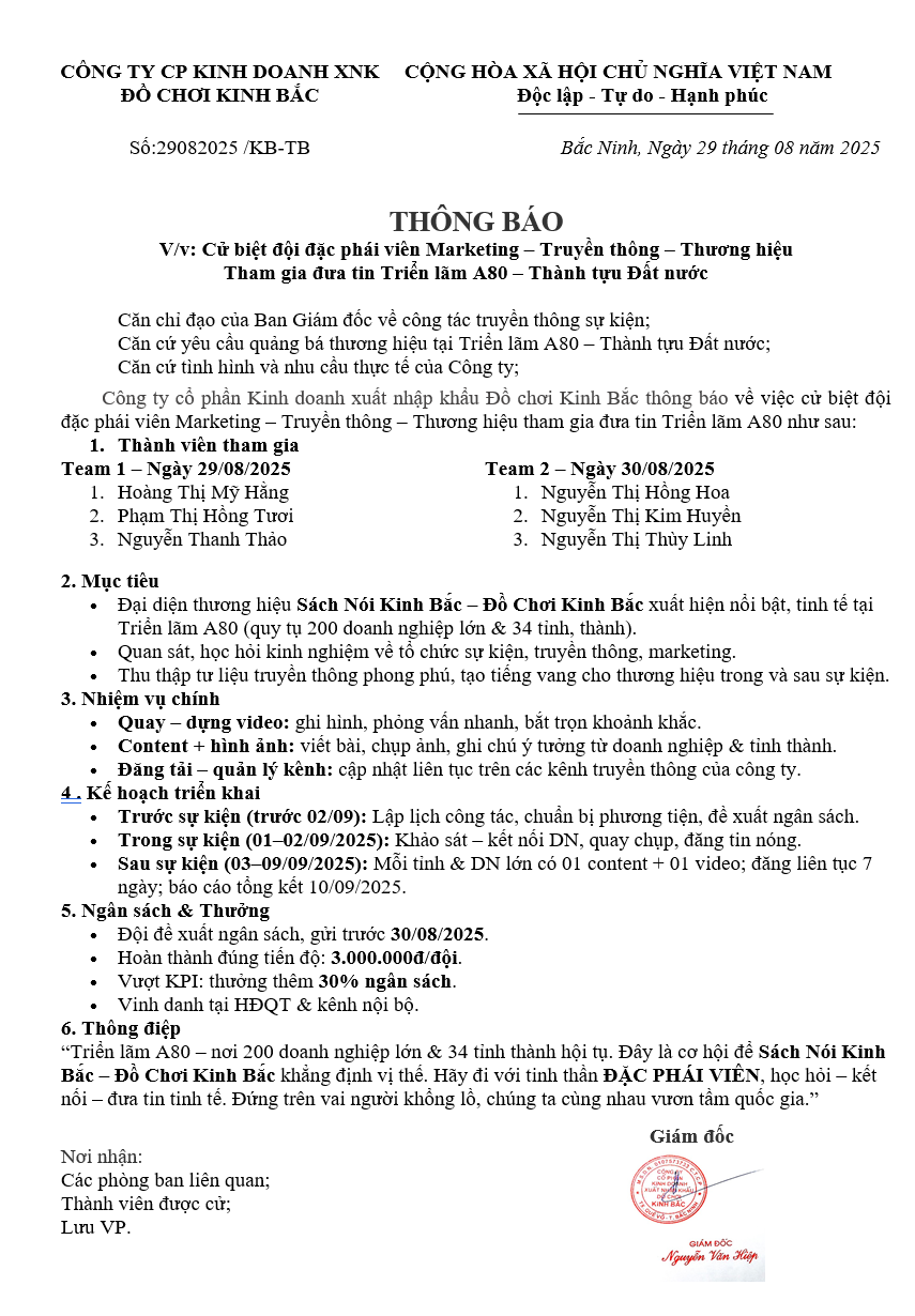 THÔNG BÁO THAM GIA ĐƯA TIN TRIỂN LÃM A80 - THÀNH TỰU ĐẤT NƯỚC
