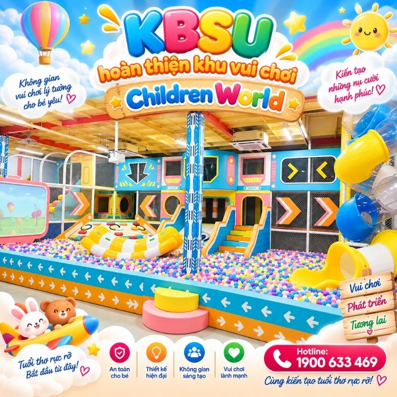 Đồ Chơi Kinh Bắc hoàn thiện khu vui chơi Children World Bắc Ninh với không gian 2 tầng gần 800m²