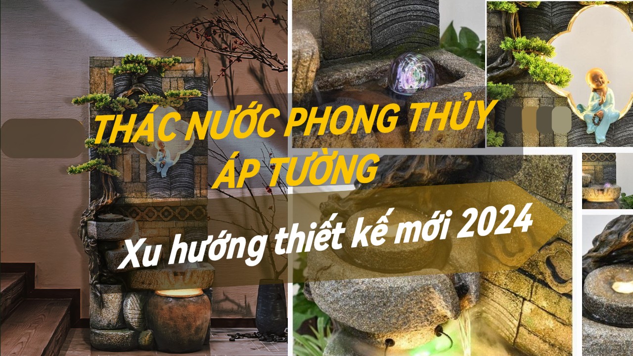 Xu hướng thiết kế mới 2024- Thác nước phong thủy áp tường