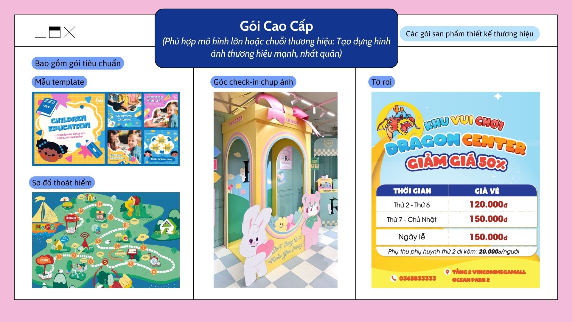 Thiết Kế 3D Bộ Nhận Diện Thương Hiệu Khu Vui Chơi BNDTH03 – Gói Cao Cấp Dochoikinhbac