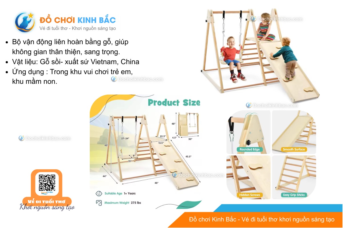 Vận động liên hoàn gỗ LHGOKB54 Dochoikinhbac Giải trí siêu hấp dẫn từ khu vui chơi trẻ em