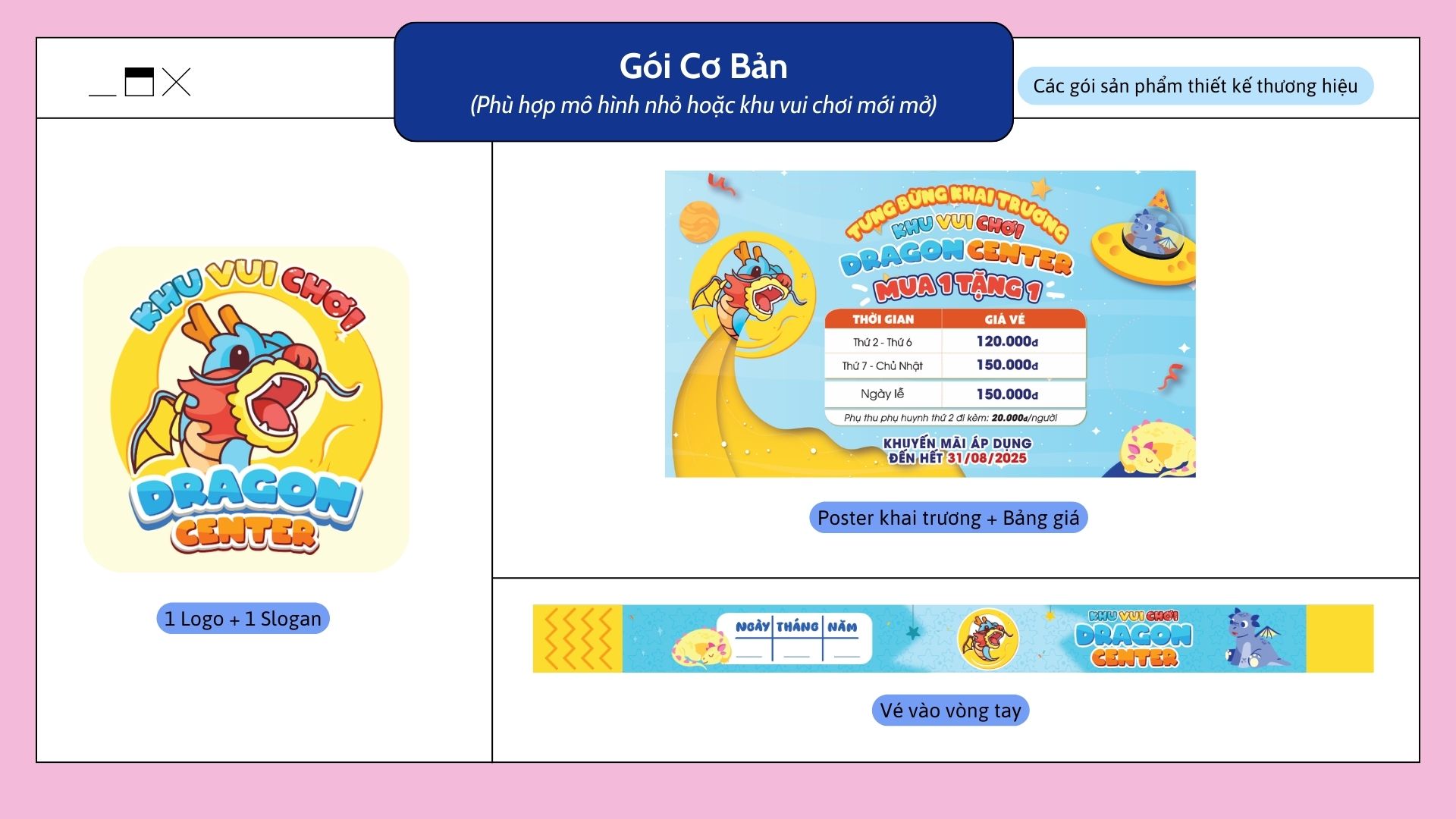 Thiết Kế 3D Bộ Nhận Diện Thương Hiệu Khu Vui Chơi BNDTH01 – Gói Cơ Bản Dochoikinhbac