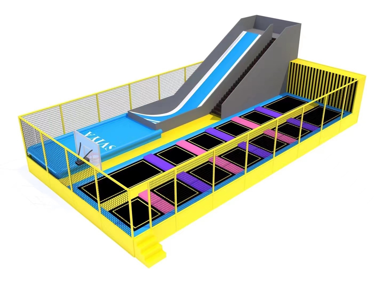 Khu nhào lộn KVCTP1519- Trampoline jum arena - Đấu trường công viên bạt nhún bay cao hấp dẫn