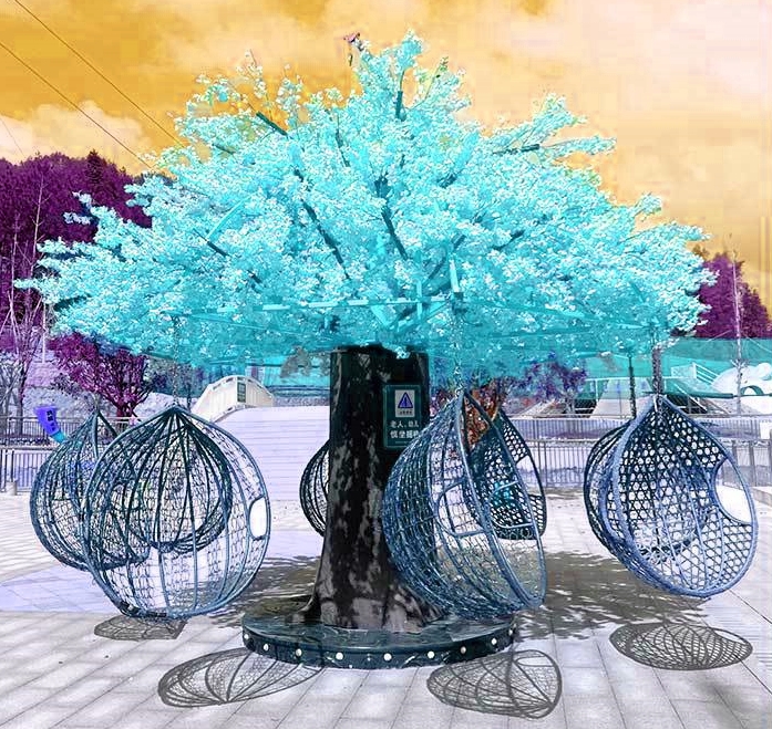 Đu quay hoa đào hoa mai + ghế xích đu KBDAOVIEN Đồ chơi Kinh Bắc Led- Điểm nhấn mới sáng tạo và thu hút