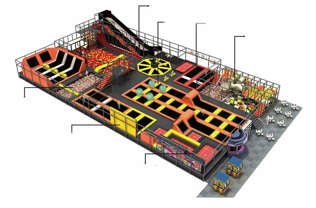 Khu Trampoline Arena KVCTP9005- Đấu trường nhào lộn nhún nhảy chuẩn quốc tế - Công viên bạt nhún