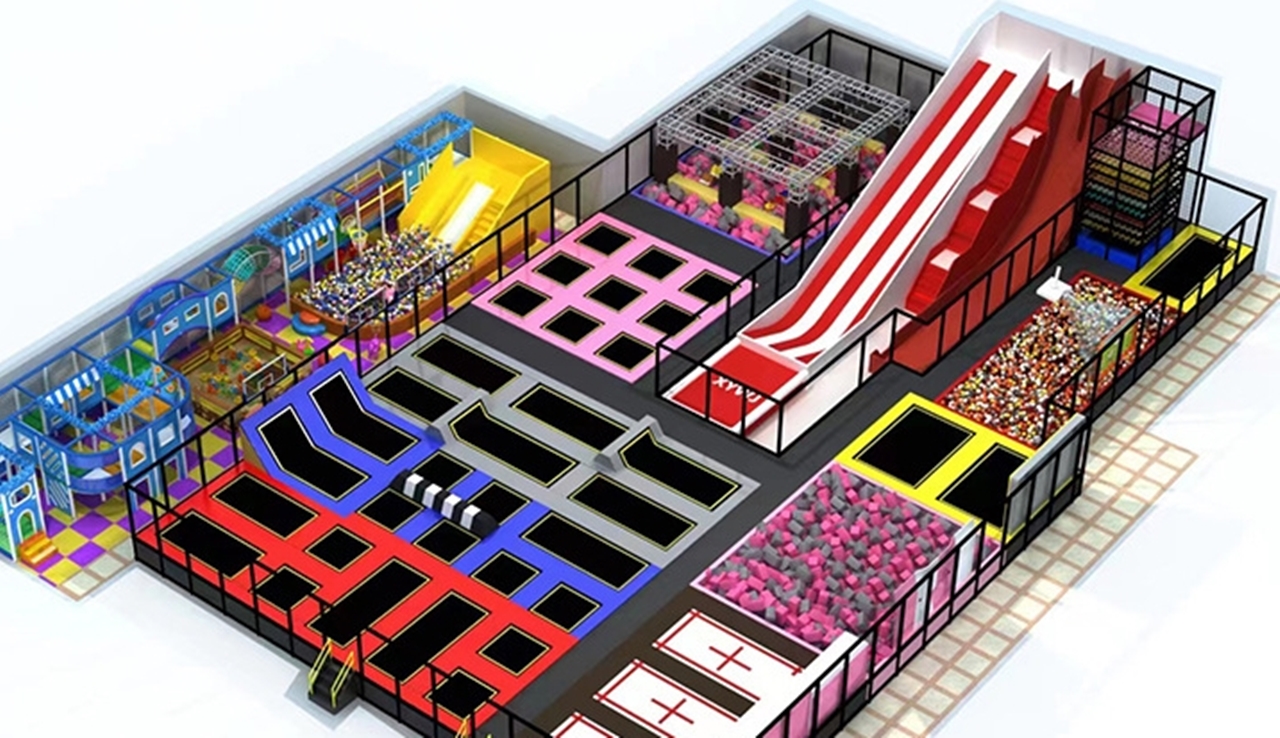 Đấu trường bạt nhún KVCTP9010- Trampoline park rộng lớn chuẩn quốc tế - Công viên bạt nhún vôi nhộn