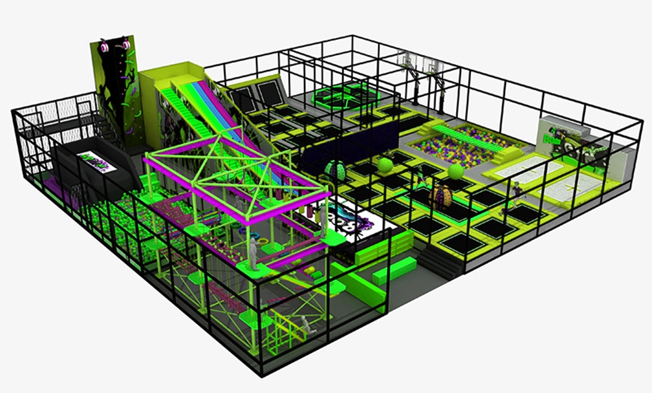 Đấu trường bạt nhún KVCTP9008- Trampoline park rộng lớn chuẩn quốc tế - Công viên bạt nhún vôi nhộn