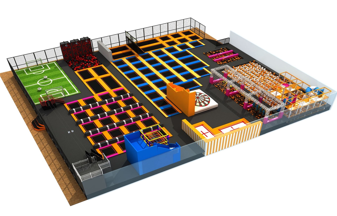 Đấu trường bạt nhún KVCTP9012- Trampoline park rộng lớn chuẩn quốc tế - Công viên bạt nhún vôi nhộn