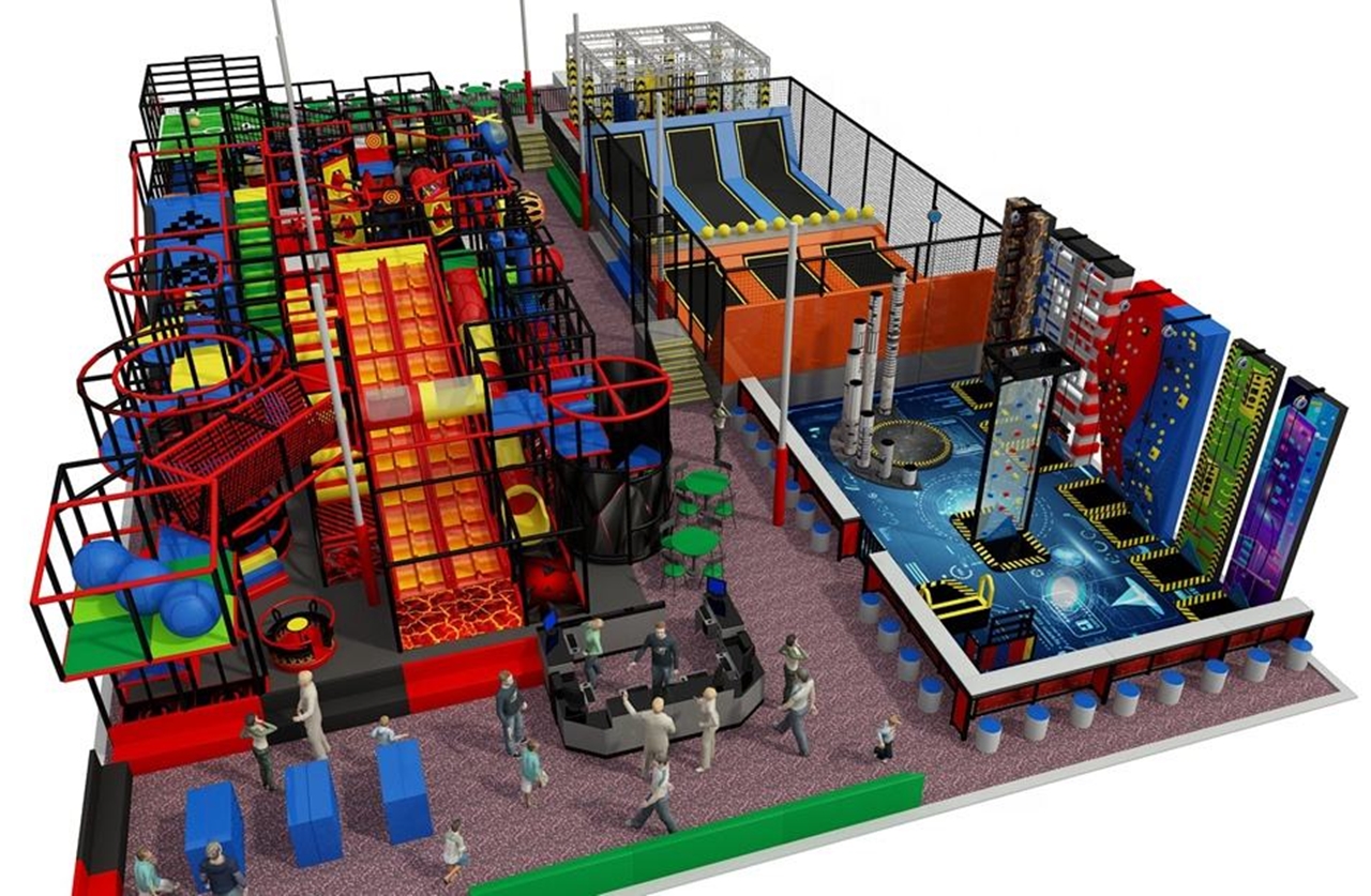 Đấu trường bạt nhún KVCTP9014- Trampoline park rộng lớn chuẩn quốc tế - Công viên bạt nhún vôi nhộn