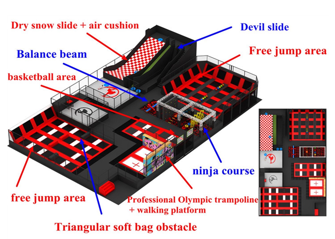 Khu Trampoline Arena KVCTP9003- Đấu trường nhào lộn nhún nhảy chuẩn quốc tế - Công viên bạt nhún